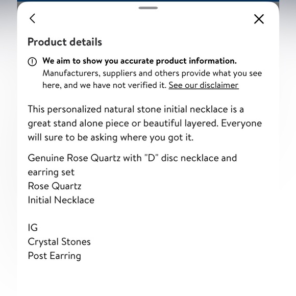 Genuine Rose Quartz with "C" Initial Disc Necklace and Earring Set 18.5” - Picture 11 of 12